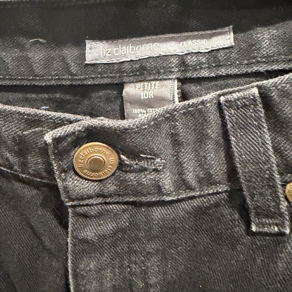 Liz Claiborne Black Denim Pants and lovely New Day top. Gently used. - Picture 2 of 11